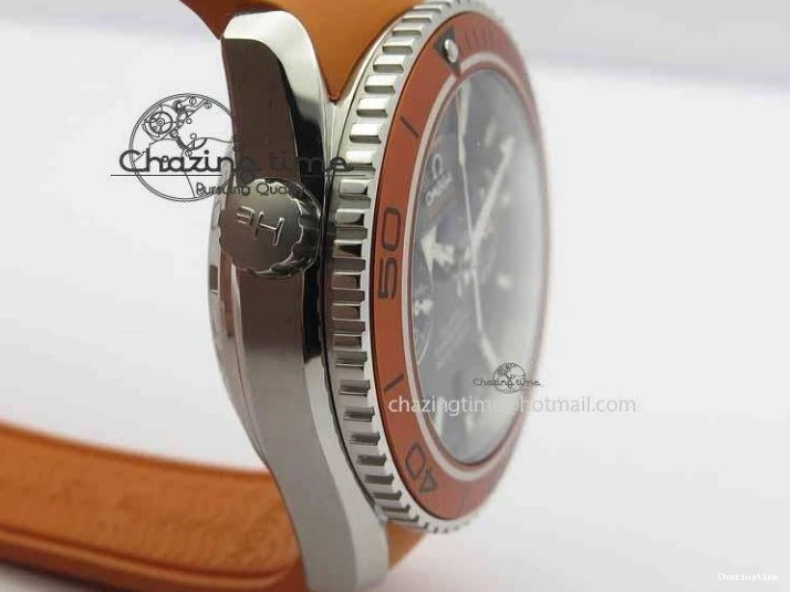0513 Planet Ocean Master Chrono 45mm SS OM 1:1 Best Edition Black Dial On Orange Rubber Strap A Attractive 8170